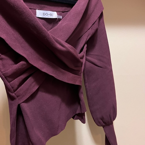 DO+BE off the shoulder crisscross casual ribbed knit soft sweater - Picture 6 of 6